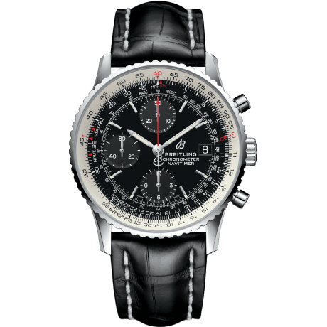Navitimer 1 Chronograph 41 Stainless Steel / Black / Black Croco / Pin