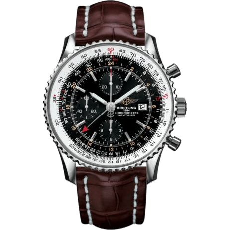 Navitimer World Stainless Steel / Black / Croco / Pin