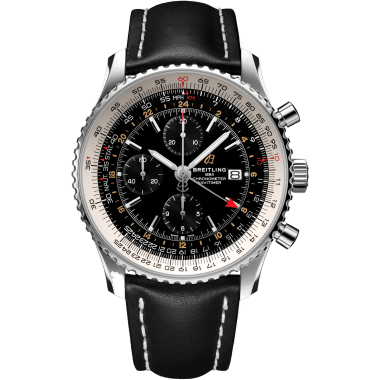 Navitimer 1 Chronograph GMT Stainless Steel / Black / Calf / Folding
