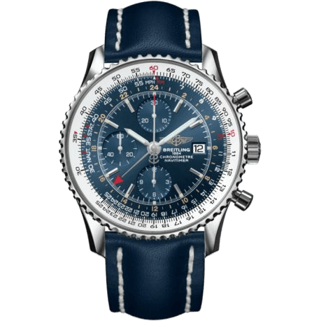 Navitimer World Stainless Steel / Blue / Calf / Pin
