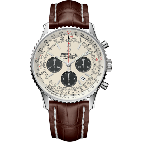 Navitimer 1 B01 Chronograph 43 Stainless Steel / Silver / Croco / Pin
