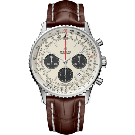 Navitimer 1 B01 Chronograph 43 Stainless Steel / Silver / Croco / Folding