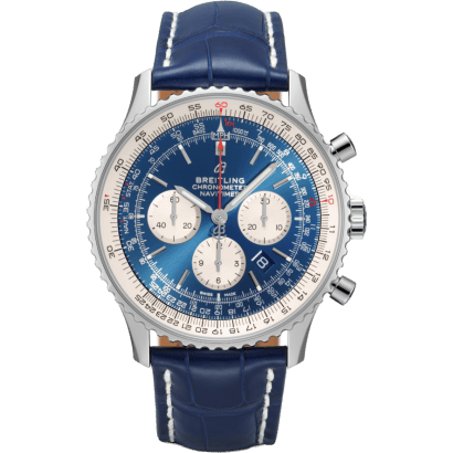 Navitimer 1 B01 Chronograph 46 Stainless Steel / Aurora Blue / Croco / Folding