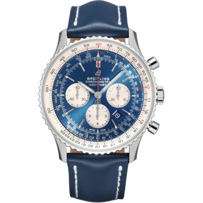 Navitimer 1 B01 Chronograph 46 Stainless Steel / Aurora Blue / Calf / Folding