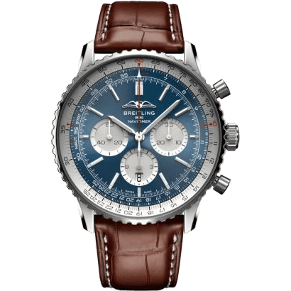 Navitimer B01 Chronograph 46 Stainless Steel / Blue / Alligator - Folding