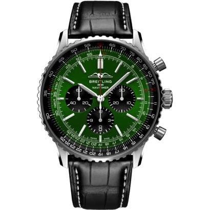 Navitimer B01 Chronograph 46 Stainless Steel / Green / Alligator - Folding