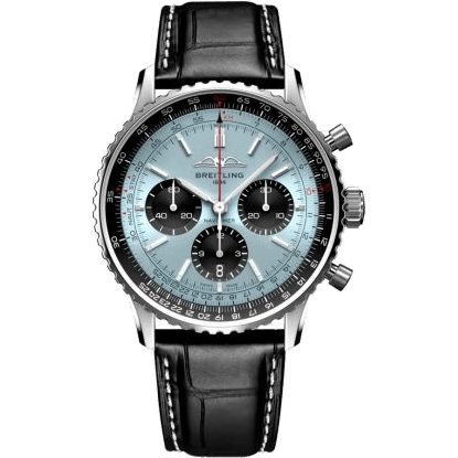 Navitimer B01 Chronograph 43 Stainless Steel / Ice Blue / Alligator - Folding