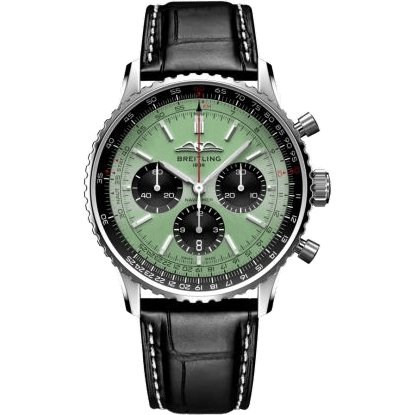 Navitimer B01 Chronograph 43 Stainless Steel / Mint Green / Alligator - Folding