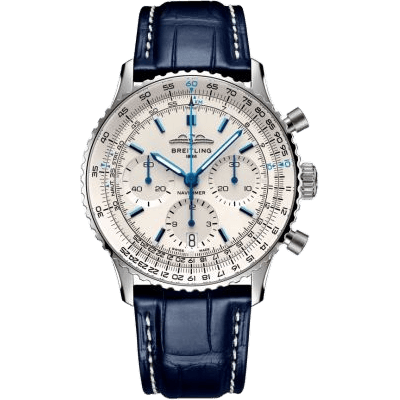 Navitimer B01 Chronograph 41 Stainless Steel / White - Boutique / Alligator - Folding