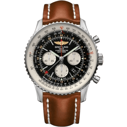 Navitimer GMT Stainless Steel / Black / Calf / Pin