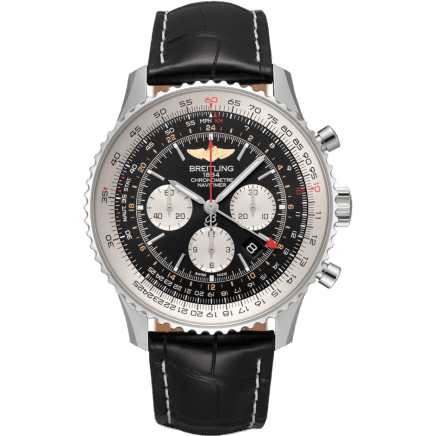 Navitimer GMT Stainless Steel / Black / Croco / Pin