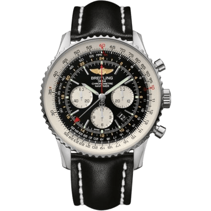 Navitimer GMT Stainless Steel / Black / Calf / Pin