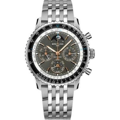 Navitimer B19 Chronograph 43 Perpetual Calendar Stainless Steel - Platinum / Grey / Bracelet