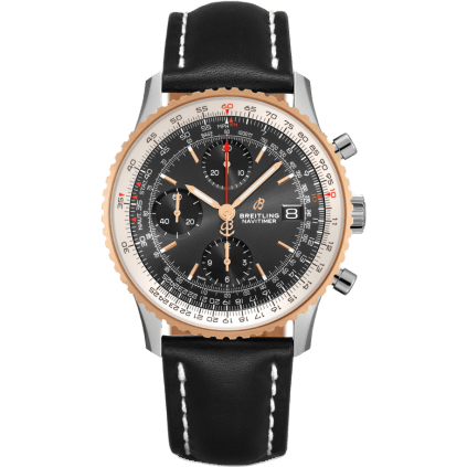 Navitimer 1 Chronograph 41 Stainless Steel / Red Gold / Black / Calf / Folding