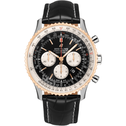 Navitimer 1 B01 Chronograph 46 Stainless Steel / Red Gold / Black / Croco / Folding
