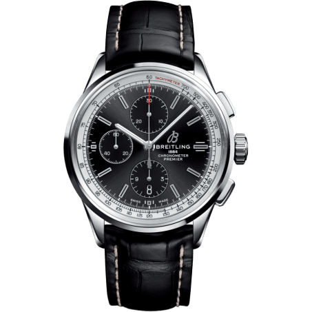 Premier Chronograph 42 Stainless Steel / Black / Croco Black / Tang