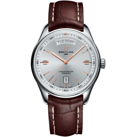 Premier Automatic Day & Date 40 Stainless Steel / Silver / Croco Brown / Folding