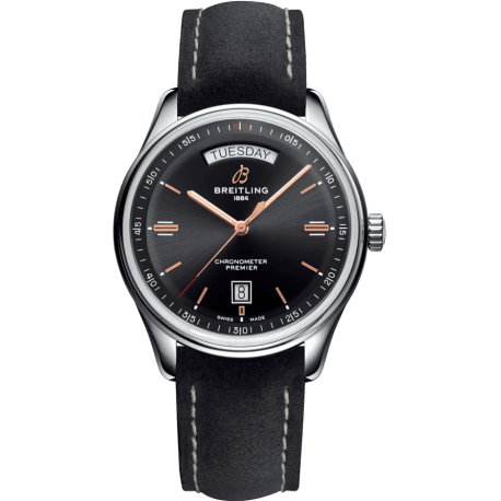 Premier Automatic Day & Date 40 Stainless Steel / Black / Nubuck Anthracite / Tang