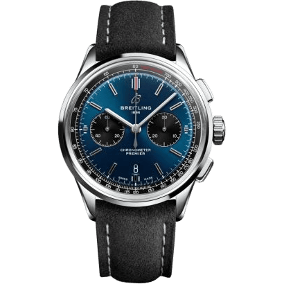 Premier B01 Chronograph 42 Stainless Steel / Blue / Anthracite Nubuck / Folding
