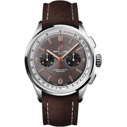Premier B01 Chronograph 42 Stainless Steel / Wheels and Waves / Nubuck / Pin