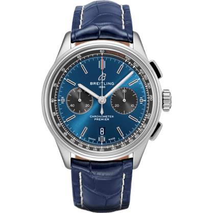 Premier B01 Chronograph 42 Stainless Steel / Blue / Croco / Pin