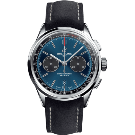 Premier B01 Chronograph 42 Stainless Steel / Blue / Anthracite Nubuck / Folding