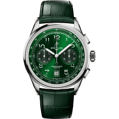 Premier B01 Chronograph 42 Stainless Steel / Green / Alligator - Matte