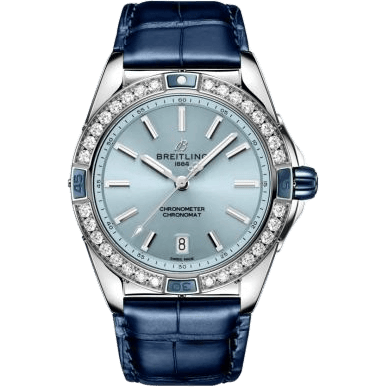 Super Chronomat 38 Stainless Steel / Ice Blue / Alligator