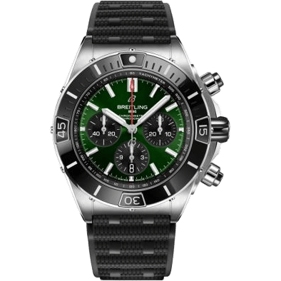 Super Chronomat B01 44 Stainless Steel / Green / Rubber Rouleaux