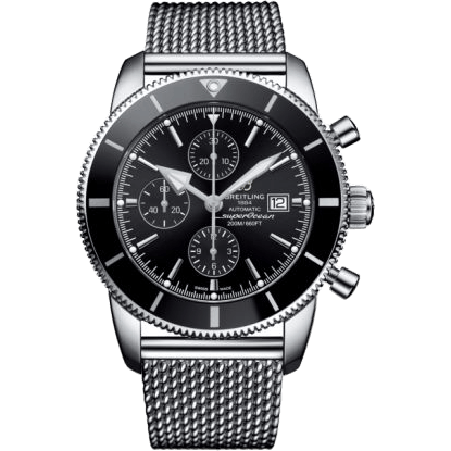 Superocean Heritage II 46 Chronograph Stainless Steel / Black / Black / Milanese