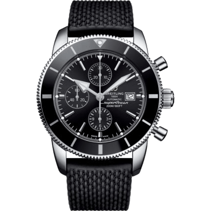 Superocean Heritage II 46 Chronograph Stainless Steel / Black / Black / Rubber / Folding