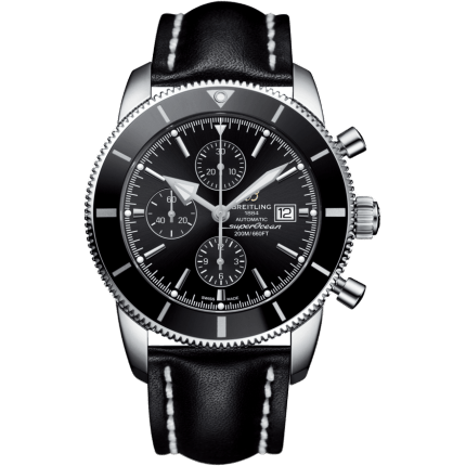 Superocean Heritage II 46 Chronograph Stainless Steel / Black / Black / Calf / Folding