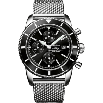 Superocean Heritage 46 Chronograph Stainless Steel / Black / Black / Milanese