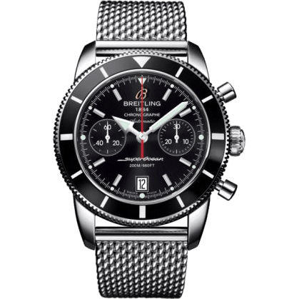 Superocean Heritage 44 Chronograph Stainless Steel / Black / Black / Milanese