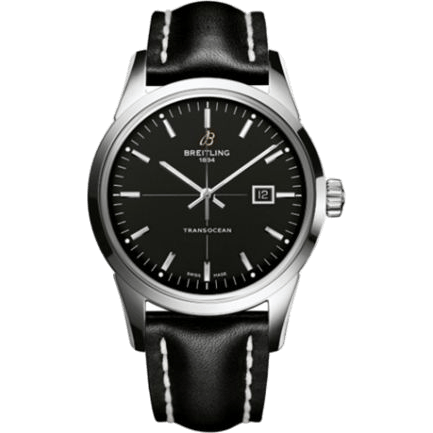 Transocean Date Stainless Steel / Black / Calf / Pin