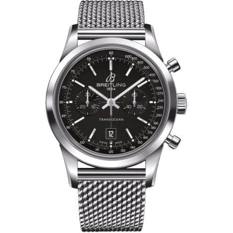 Transocean Chronograph 38 Black / Milanese