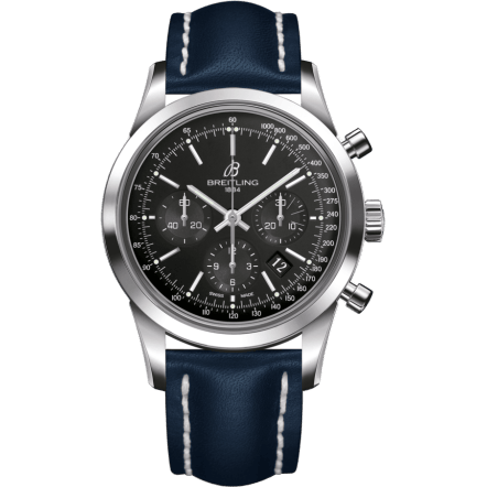 Transocean Chronograph Stainless Steel / Black / Calf / Folding