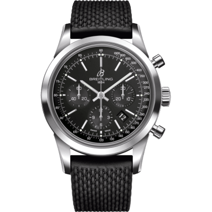 Transocean Chronograph Stainless Steel / Black / Rubber / Folding