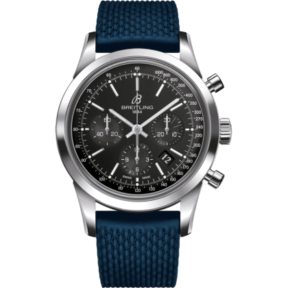 Transocean Chronograph Stainless Steel / Black / Rubber / Folding