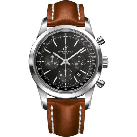 Transocean Chronograph Stainless Steel / Black / Calf / Folding