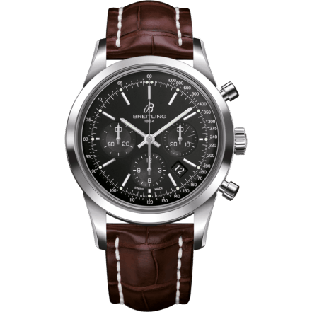 Transocean Chronograph Stainless Steel / Black / Croco / Folding