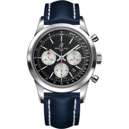 Transocean Chronograph Stainless Steel / Reverse Panda / Calf / Folding
