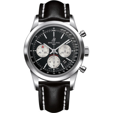Transocean Chronograph Stainless Steel / Reverse Panda / Calf / Pin