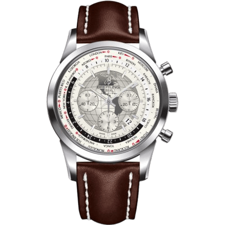 Transocean Chronograph Unitime Stainless Steel / Silver / Calf