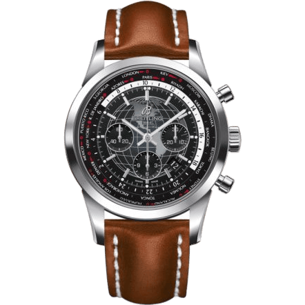 Transocean Chronograph Unitime Stainless Steel / Black / Calf