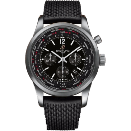 Transocean Chronograph Unitime Pilot Stainless Steel / Black / Rubber