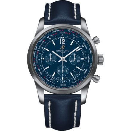 Transocean Chronograph Unitime Pilot Stainless Steel / Blue / Calf