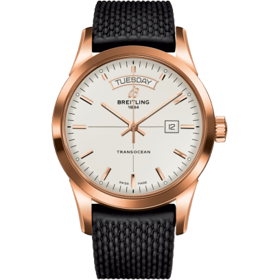 Transocean Day & Date Red Gold / Silver / Rubber / Folding