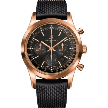 Transocean Chronograph Red Gold / Black / Rubber Aero Classic