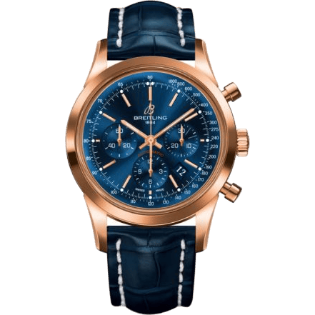 Transocean Chronograph Red Gold / Blue / Croco